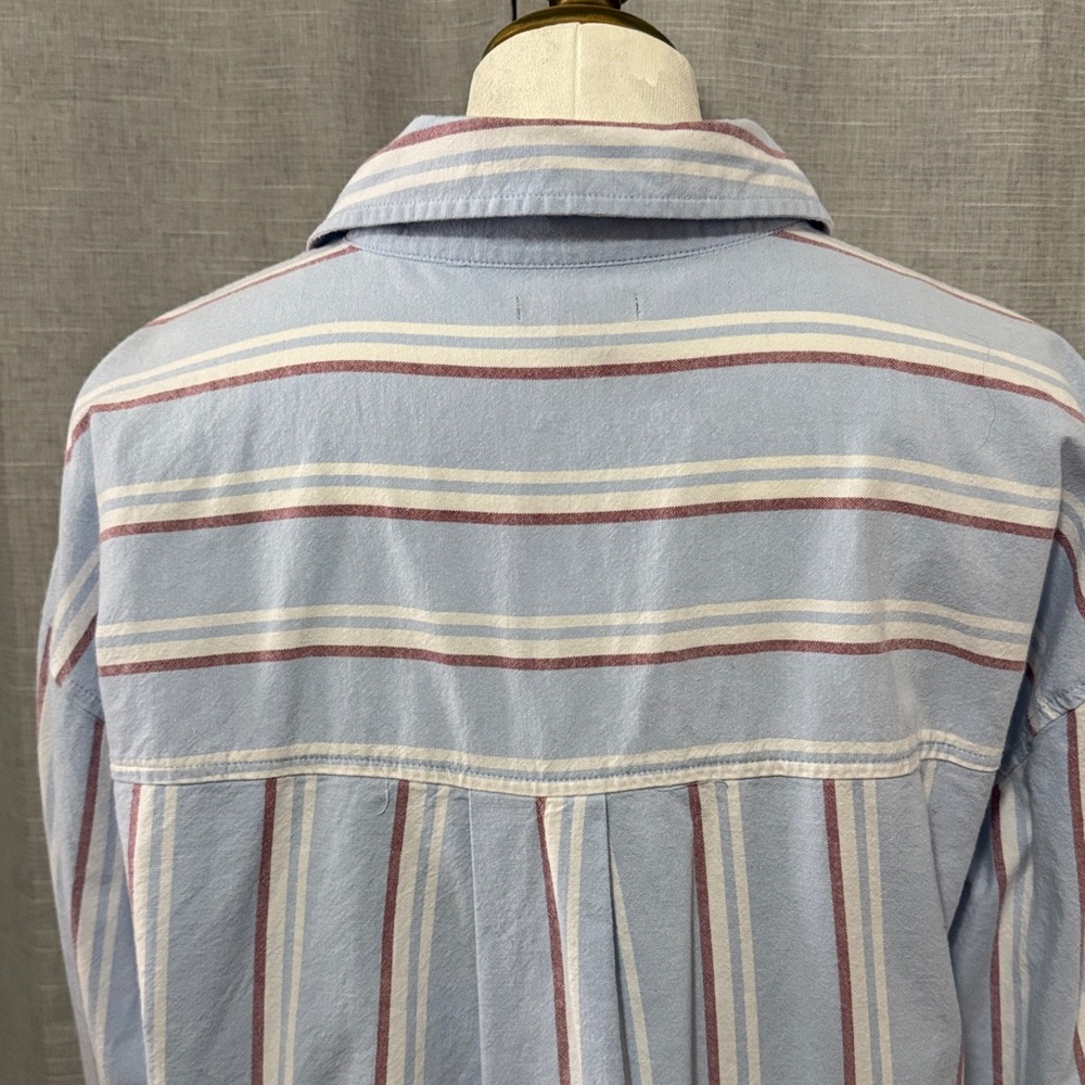 Wmns Falls Creek Button Up Shirt-Sz S-97% Cotton-Red/White/Blue Striped-V Neck - Picture 8 of 14